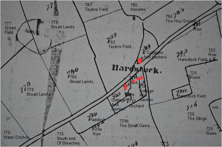 Harestock on the 1842 Tithe Map